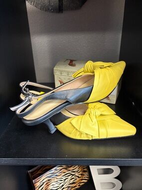 Yellow Knot-Front Slingback Mules